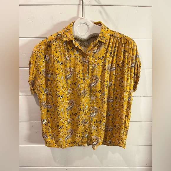 PIMKIE – Yellow paisley short-sleeve blouse – Size XS (EU 34 / FR 34) - Picture 1 of 11